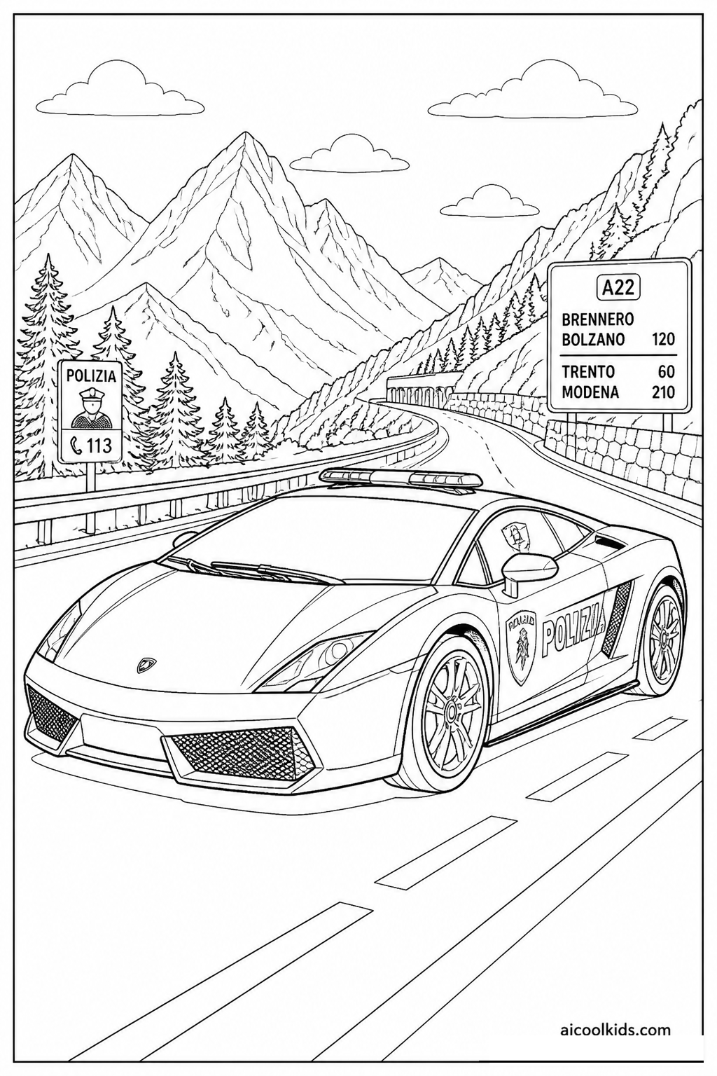Lamborghini Gallardo Highway Police Edition free printable activity sheet