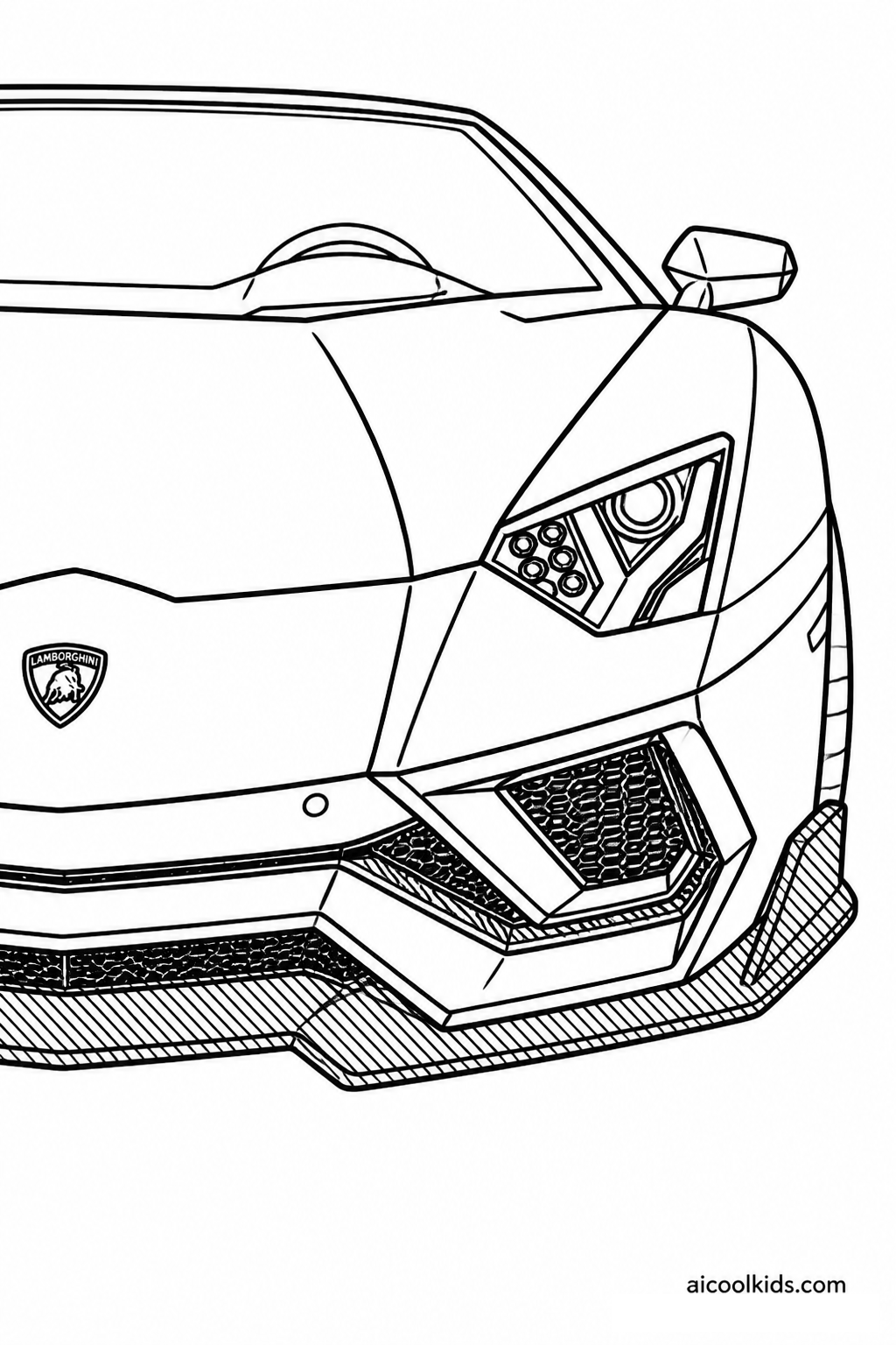 Angular Y-Shaped LED Headlights and Hood Scoops free printable activity sheet