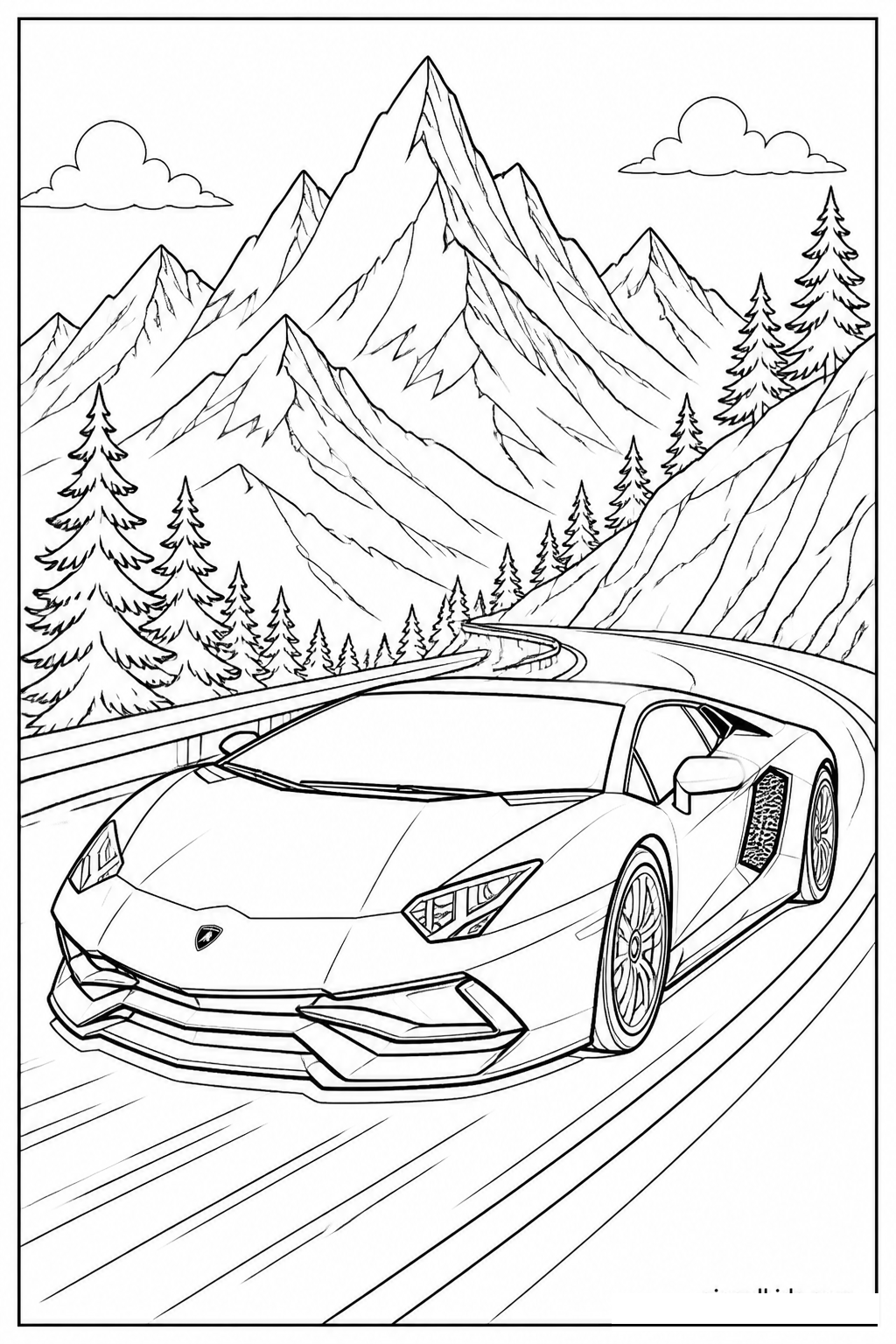 Mountain Alpine Pass High Speed Sunset Drive free printable activity sheet
