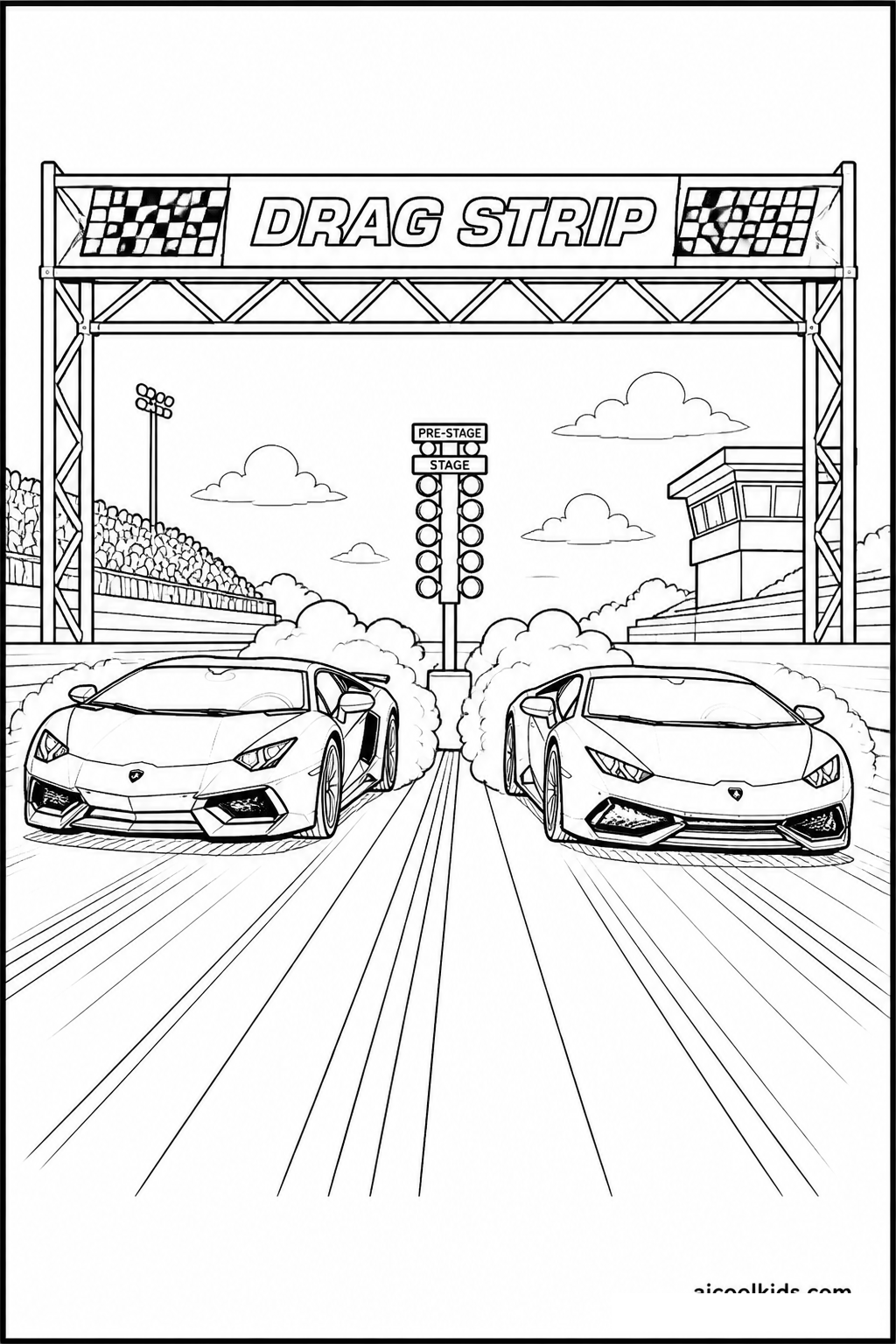 Dual Lamborghinis Acceleration Drag Race free printable activity sheet