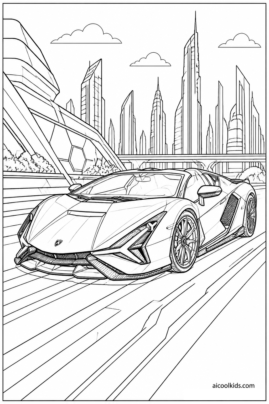 Lamborghini Sián Futuristic Hybrid Concept free printable activity sheet