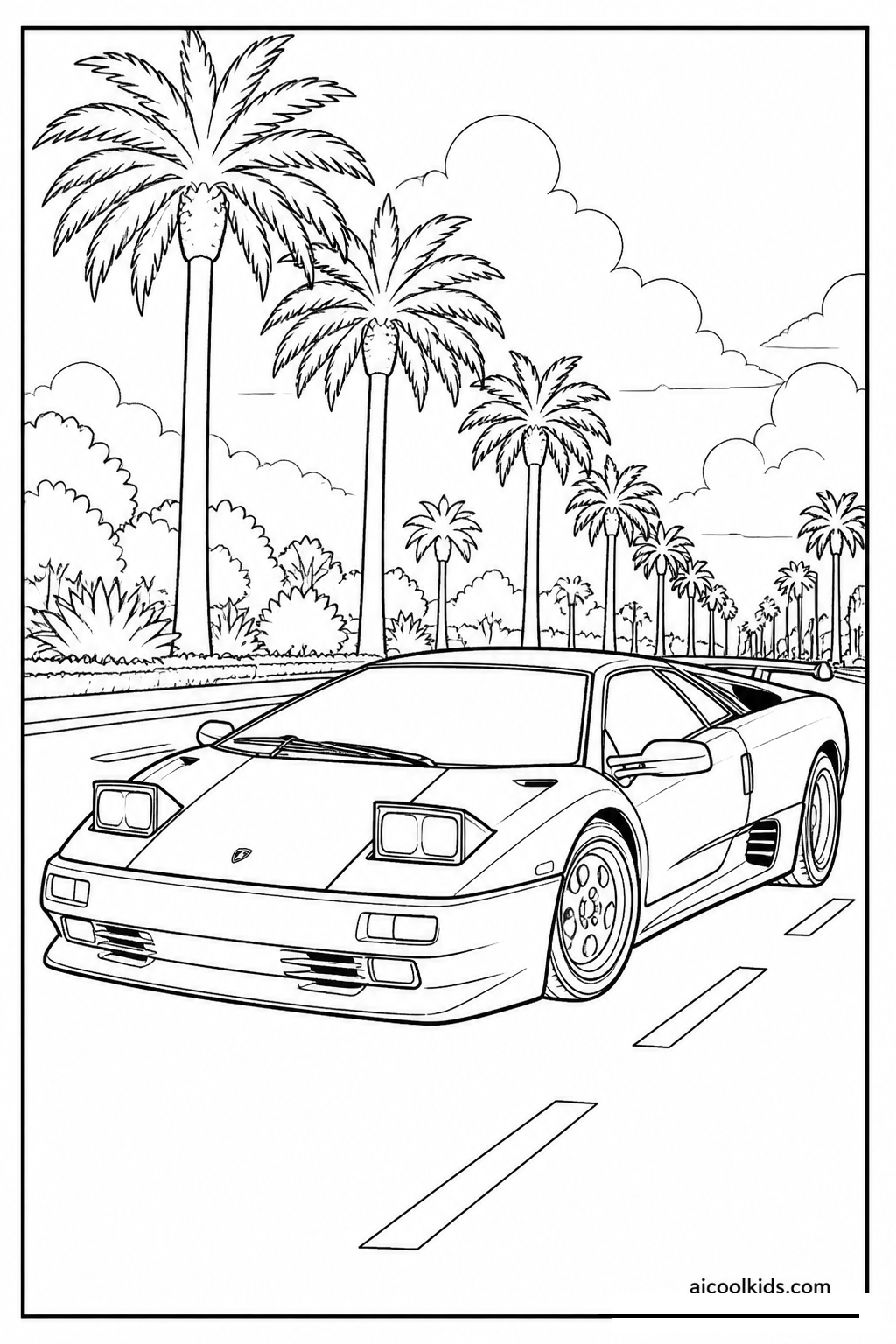 Lamborghini Diablo Twin Turbo Exotic Sports Car free printable activity sheet