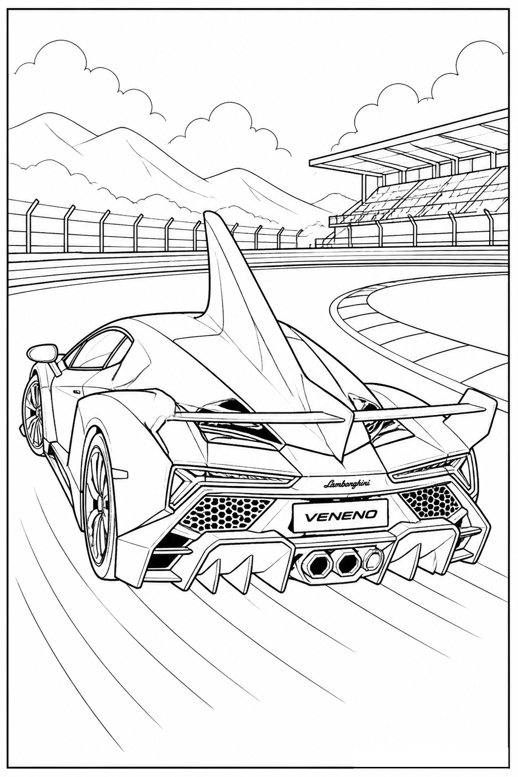 Lamborghini Veneno Stealth Fighter Hypercar free printable activity sheet