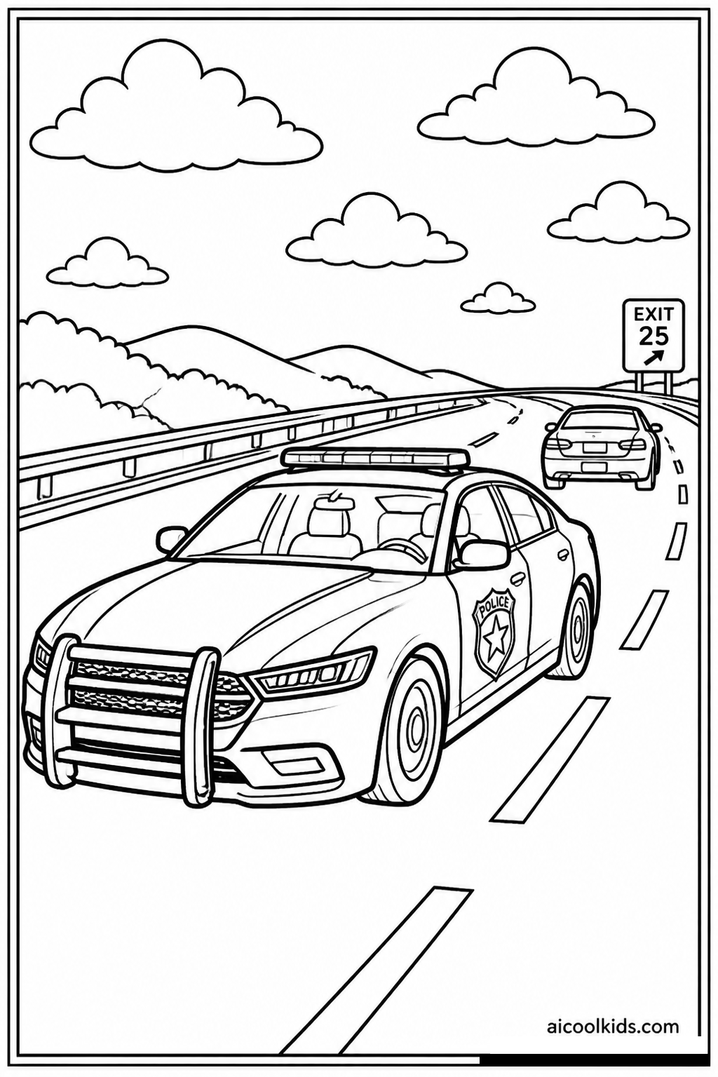 Highway State Police Interceptor Cruiser free printable activity sheet