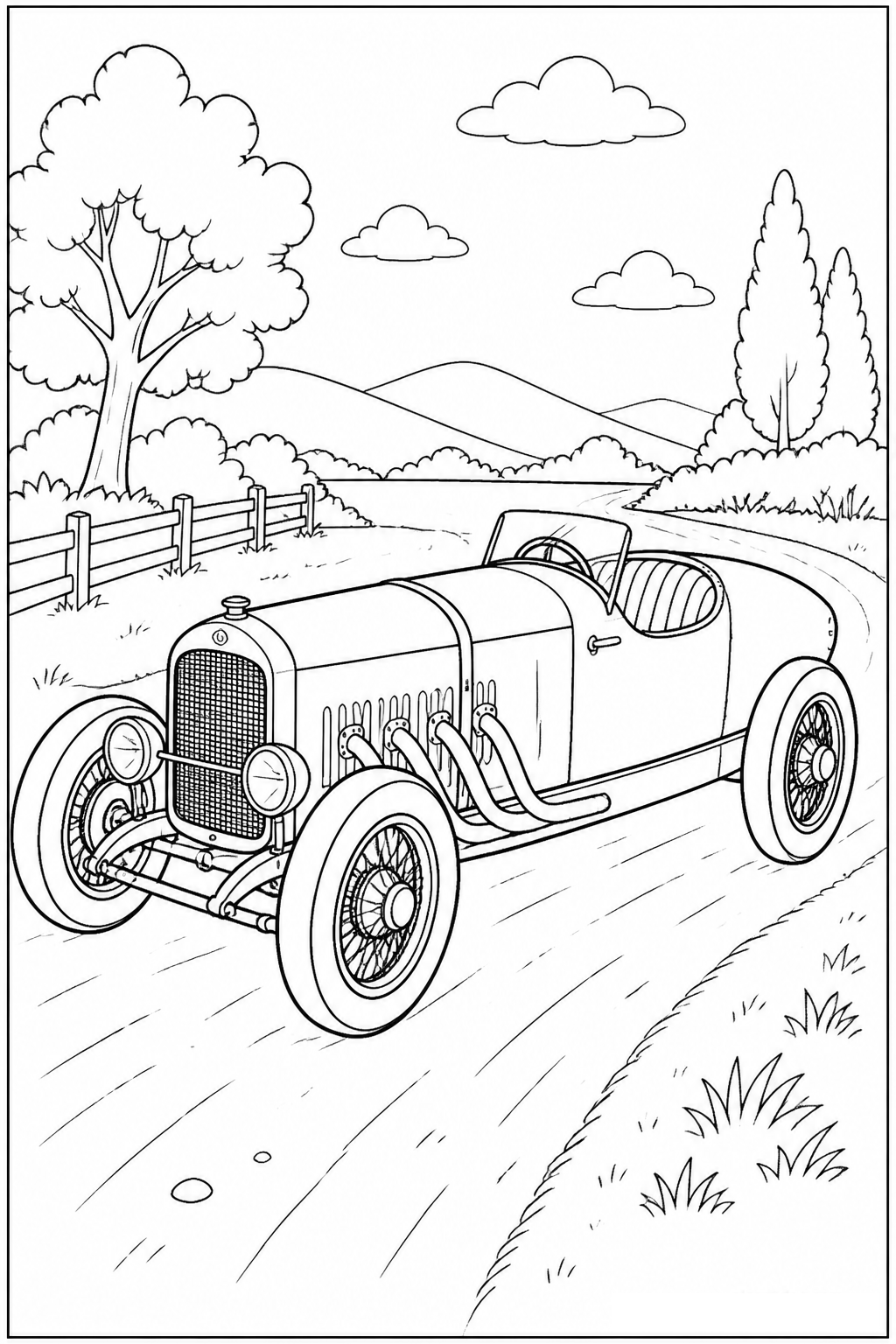 Antique Speedster Roadster with Wire Wheels free printable activity sheet