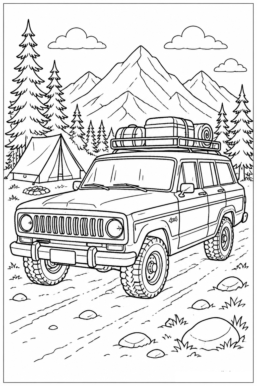 Retro 4x4 Station Wagon Camping Adventure free printable activity sheet