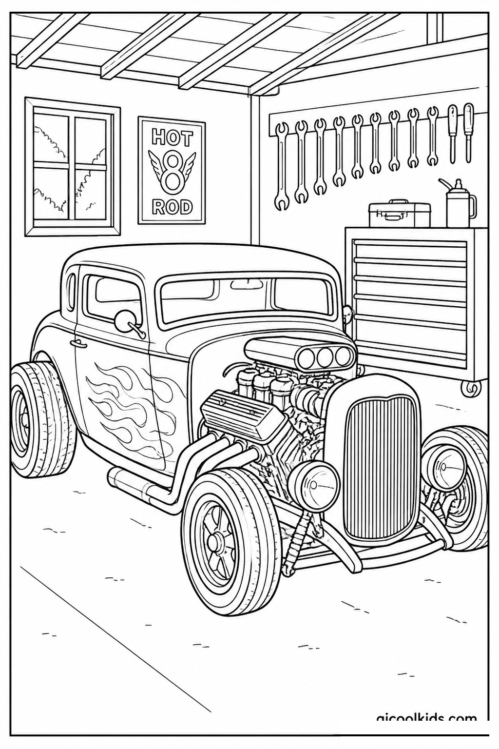 Vintage Neighborhood Garage Hot Rod Build free printable activity sheet