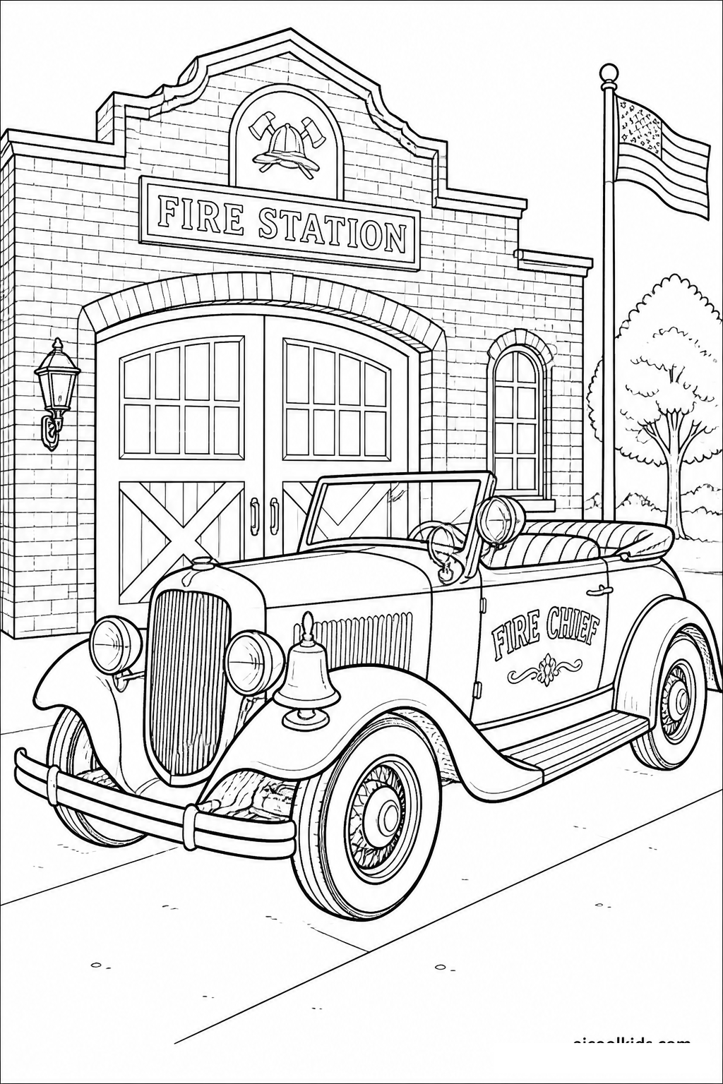 Antique Fire Chief Vintage Emergency Roadster free printable activity sheet