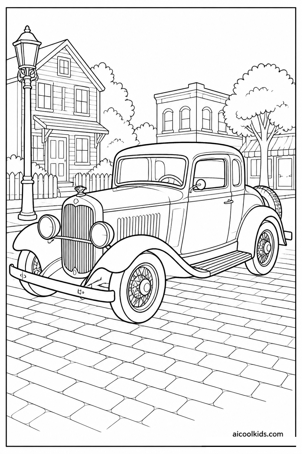 Classic 1930s Coupe with Chrome Bumpers free printable activity sheet