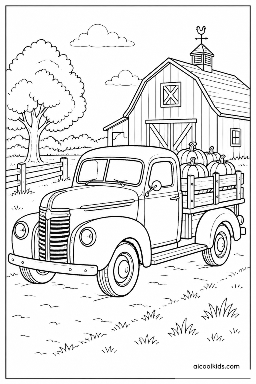 Vintage Farm Pickup Truck with Wooden Bed free printable activity sheet