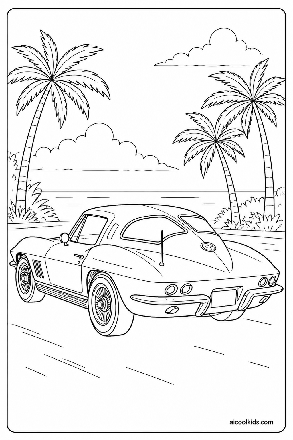 Retro 1960s Split Window Fastback Coupe free printable activity sheet