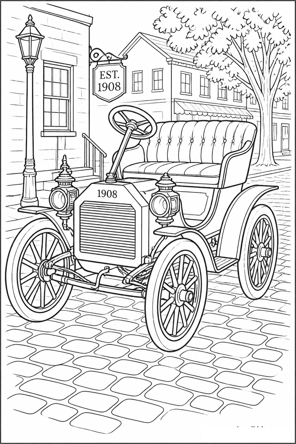 Antique Brass Era Horseless Carriage free printable activity sheet