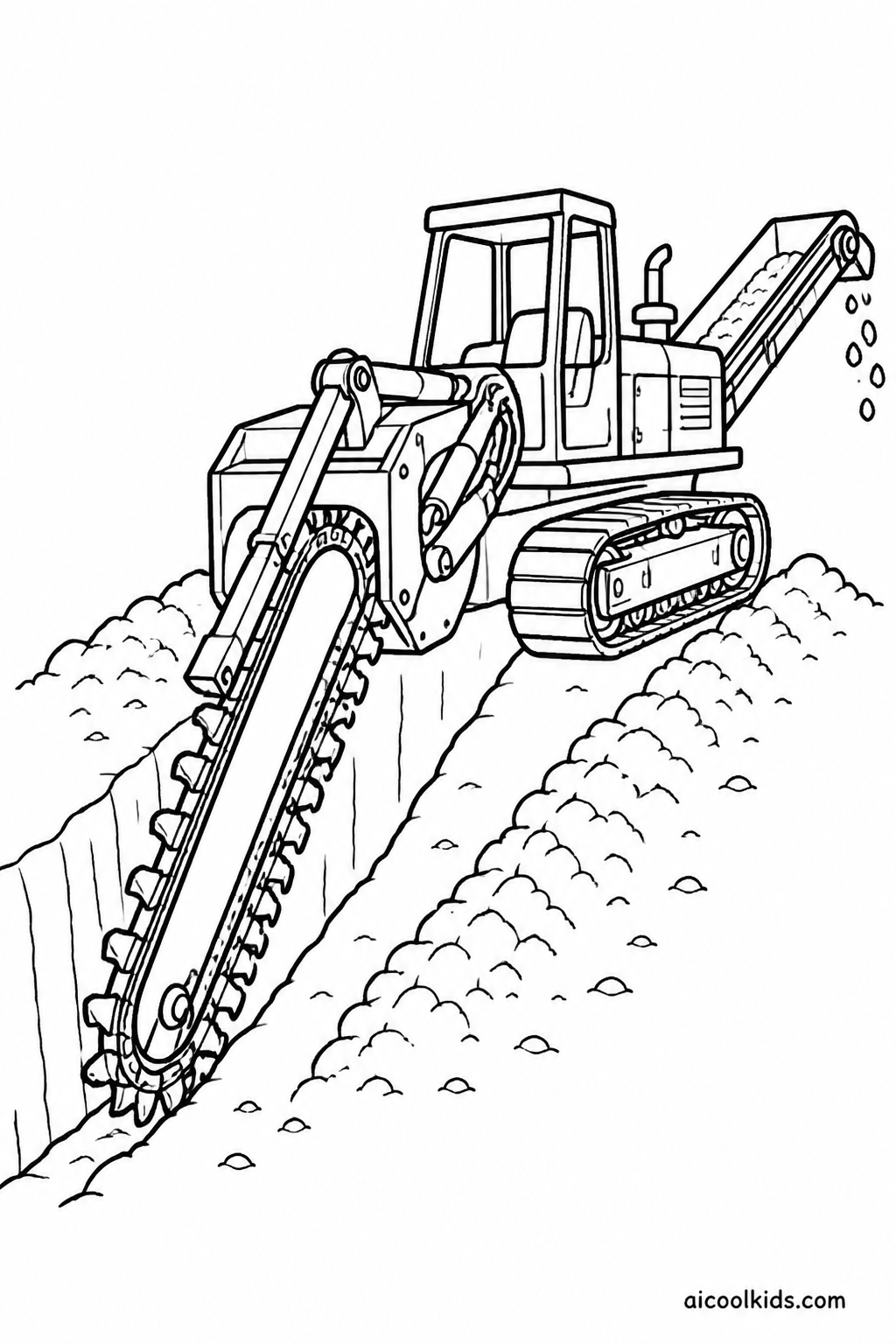 Tracked Ditch Trencher Cutting Utility Canal free printable activity sheet