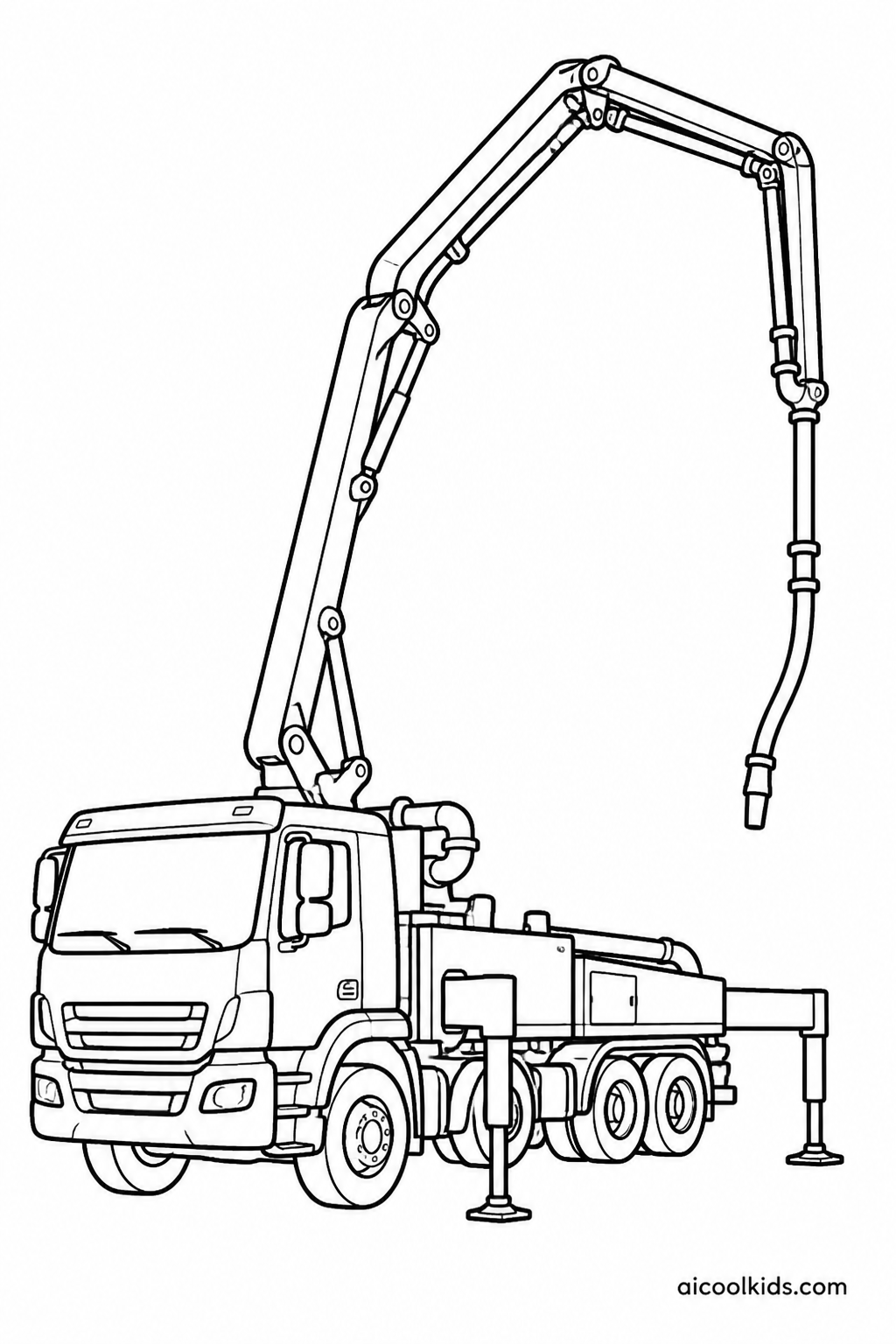 Concrete Boom Pump Truck with Folding Delivery Arm free printable activity sheet