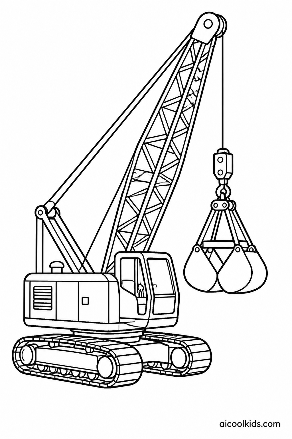 Crawler Crane with Big Clamshell Bucket free printable activity sheet