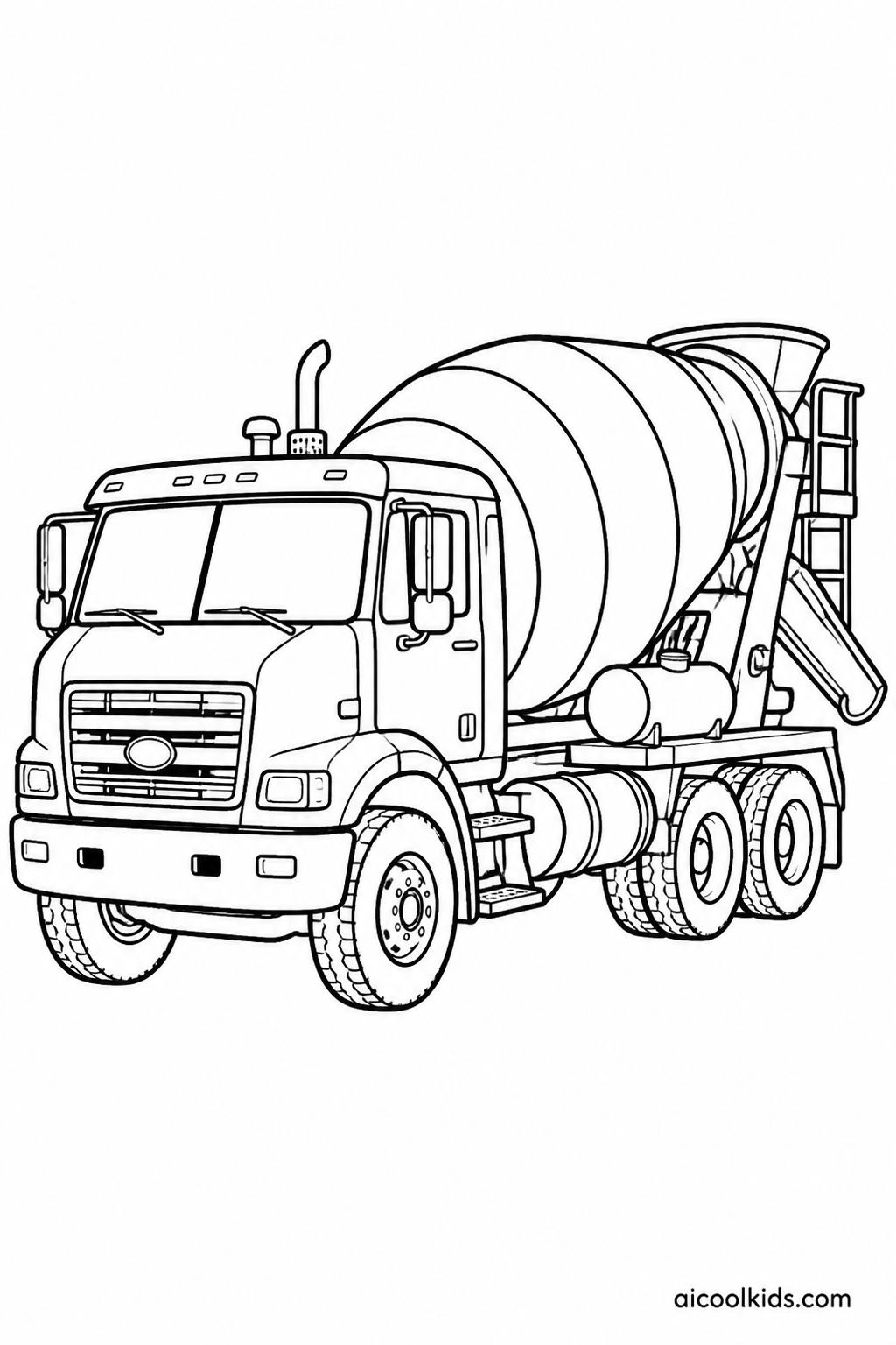 Concrete Mixer Truck with Spiral Mixing Drum free printable activity sheet