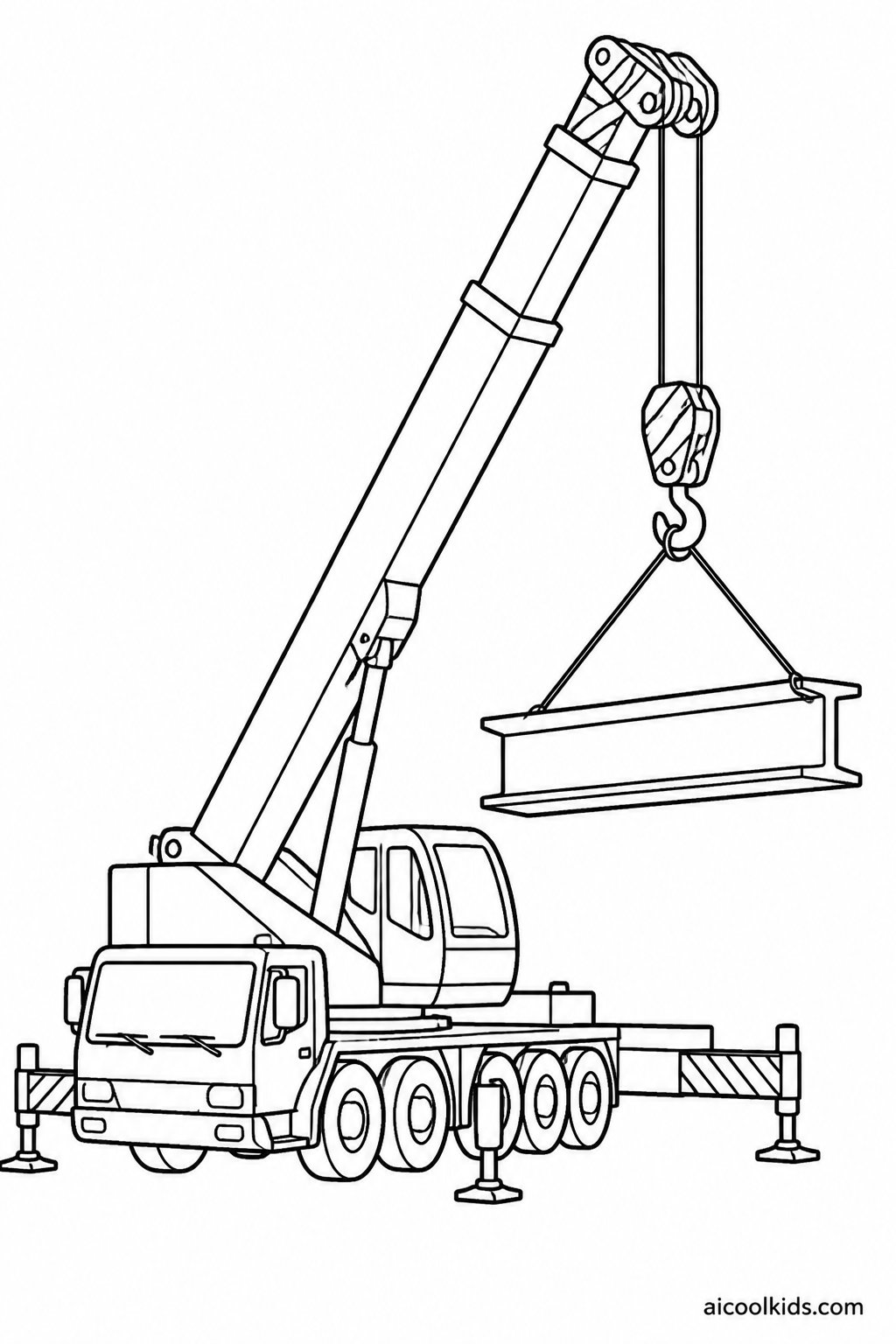 Mobile Hydraulic Crane Lifting Steel Beam free printable activity sheet