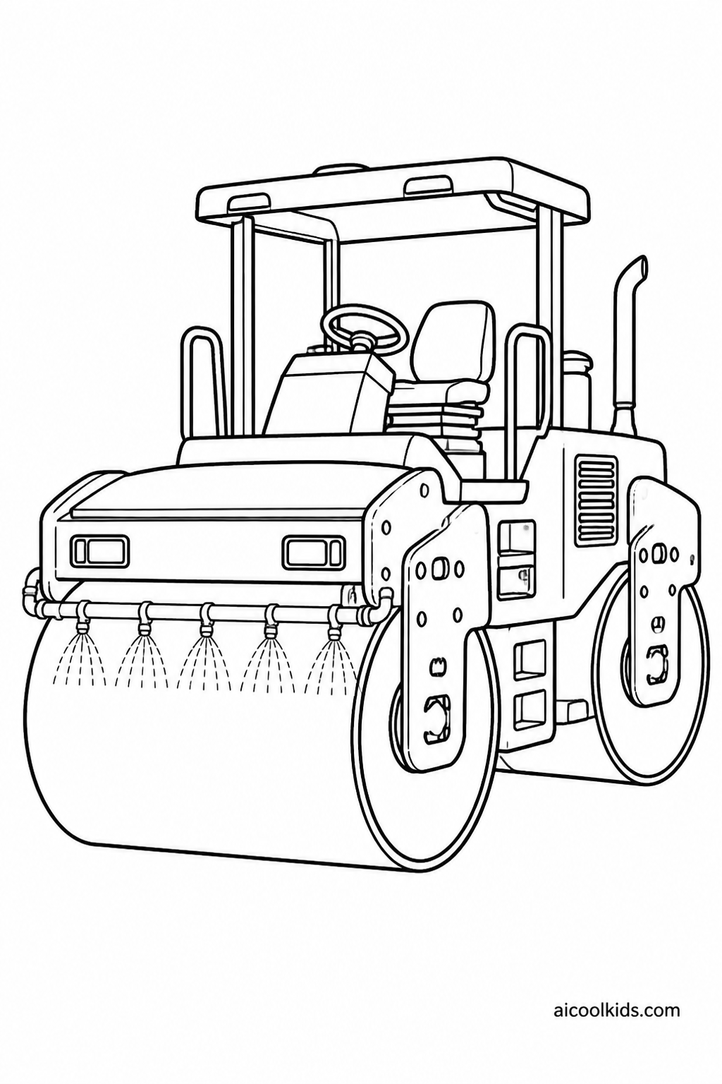Tandem Road Roller Smoothing Fresh Asphalt free printable activity sheet