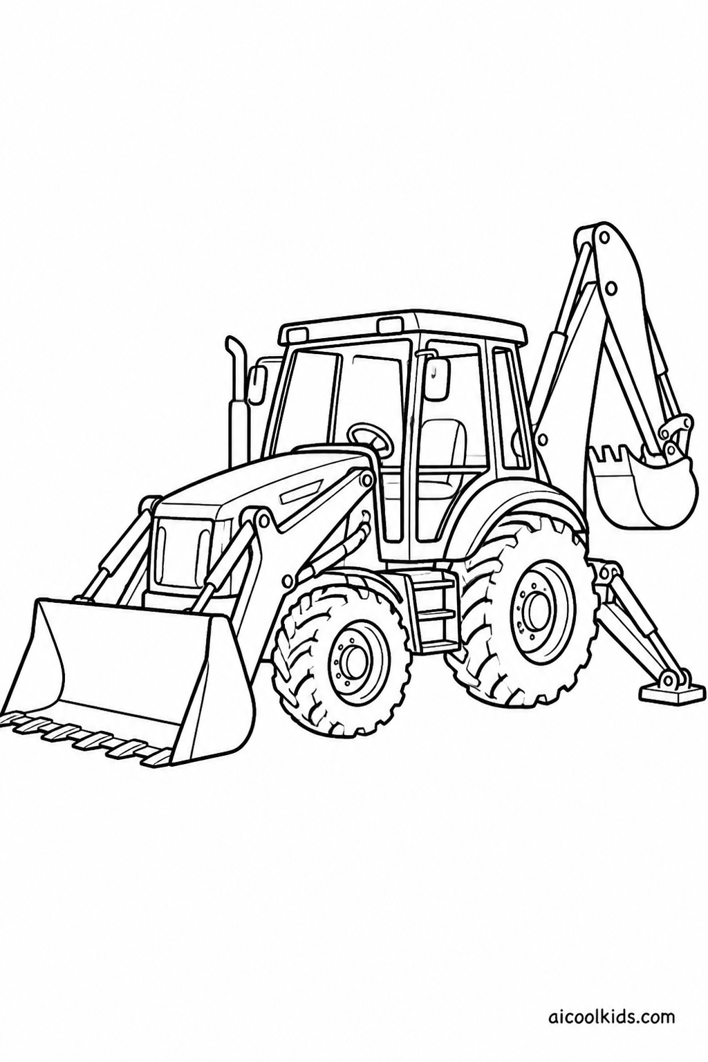 Backhoe Loader with Front Scoop and Rear Digging Arm free printable activity sheet