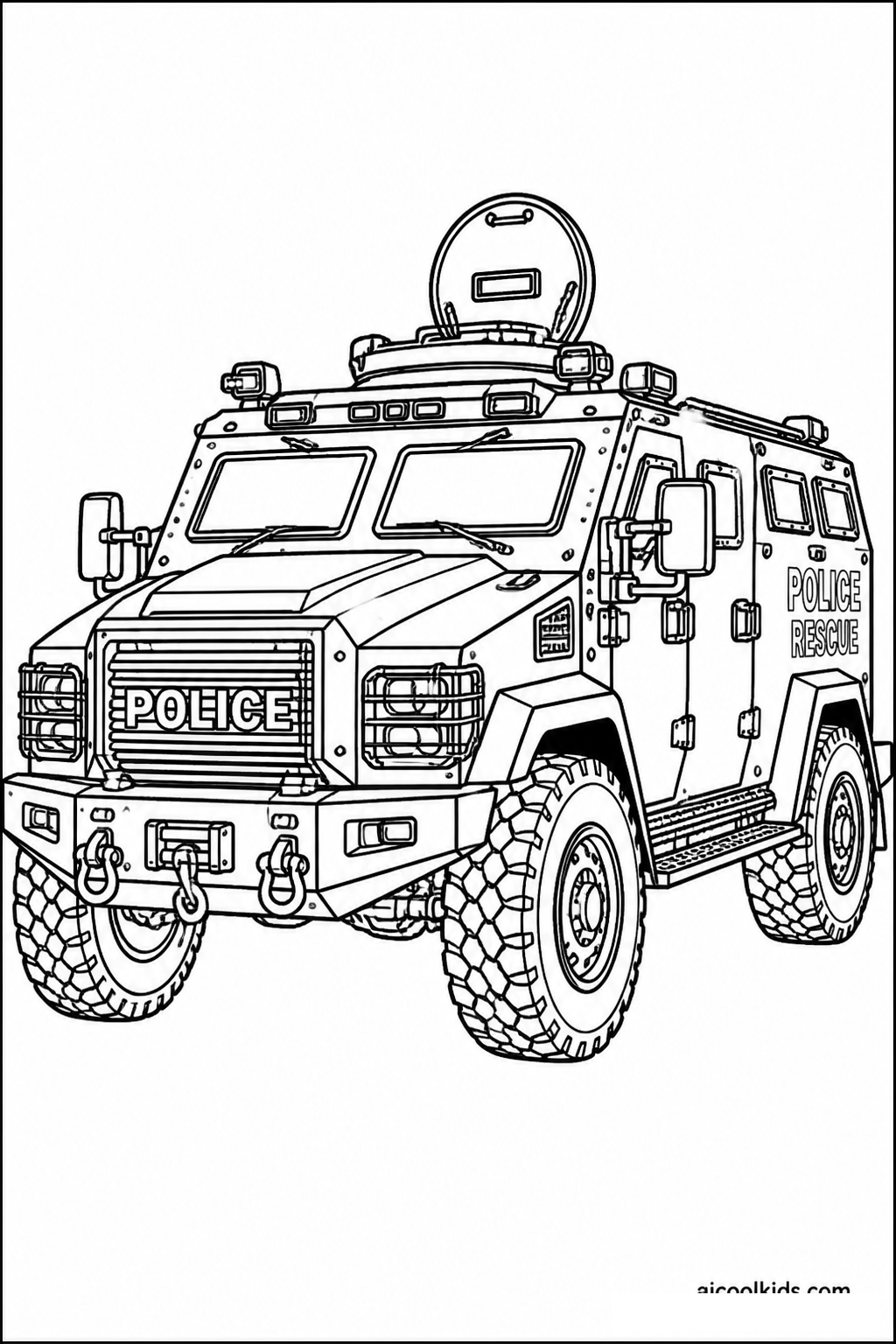 Tactical Police SWAT Command Response Truck free printable activity sheet