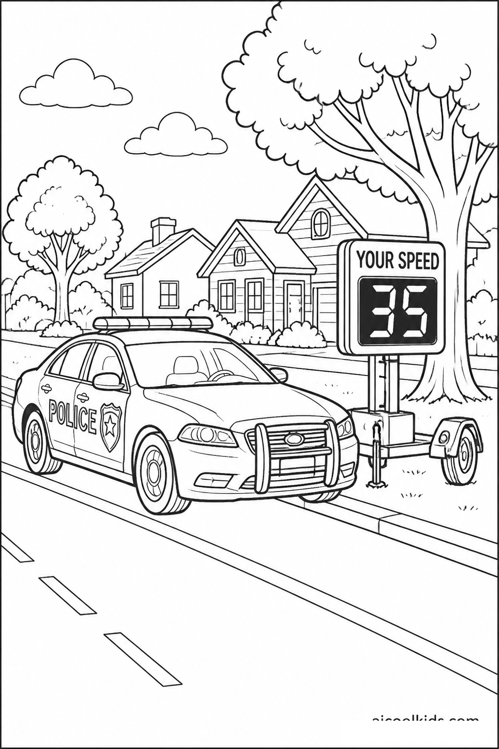 Traffic Division Safety Radar Patrol Car free printable activity sheet