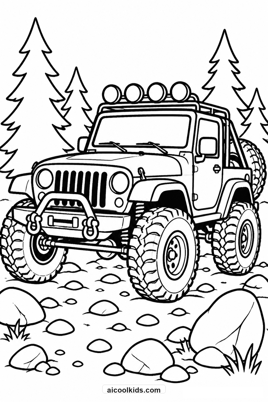 Police Mountain Search and Rescue 4x4 Jeep free printable activity sheet