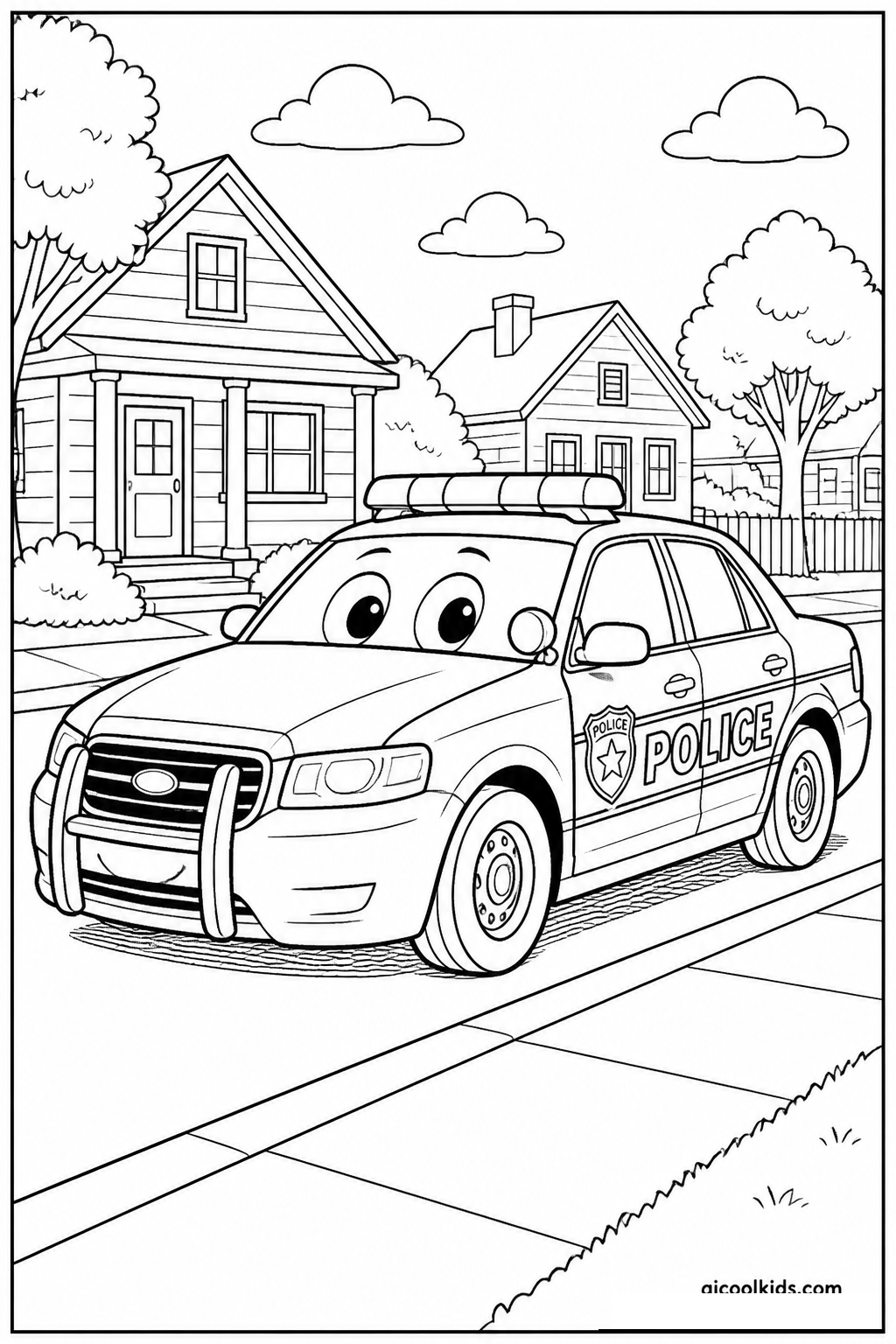 Community Patrol Squad Car with Roof Lightbar free printable activity sheet