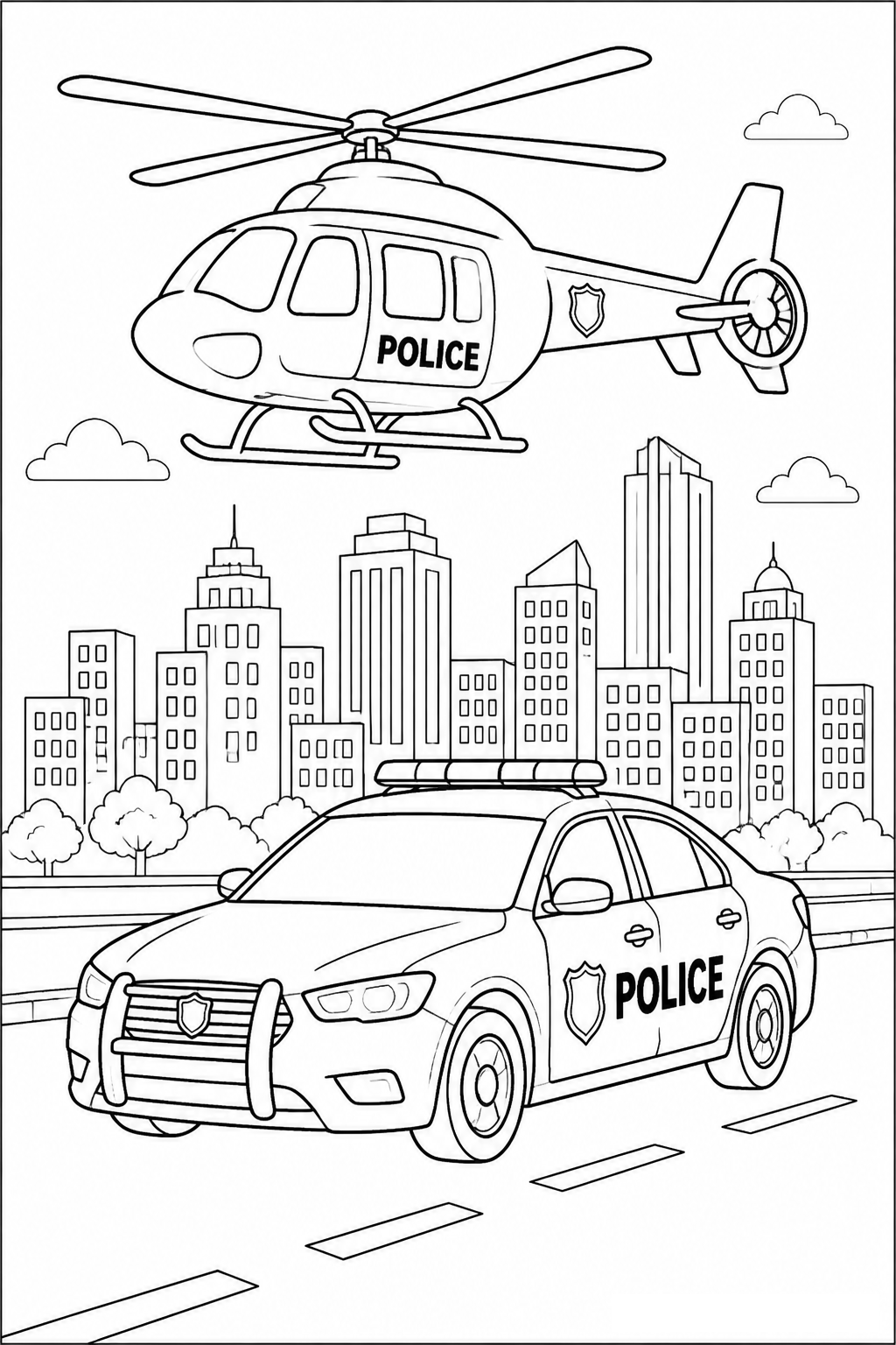 City Police Helicopter and Ground Patrol Team free printable activity sheet