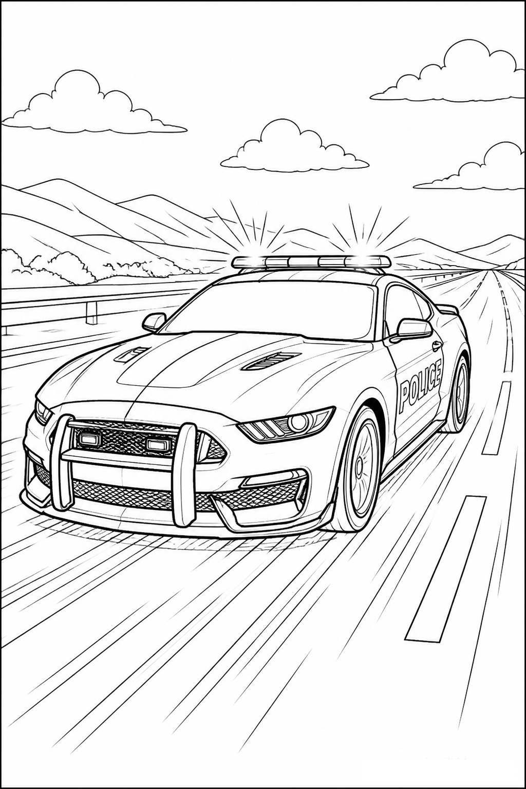 High Speed Highway Pursuit Patrol Car free printable activity sheet