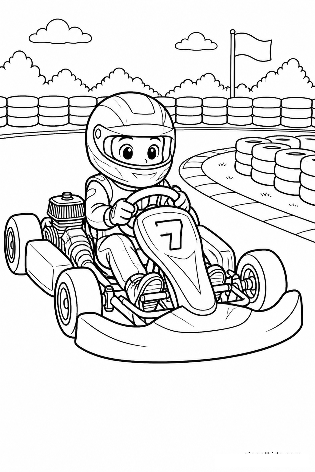Junior Go-Kart Championship Racing Cart free printable activity sheet