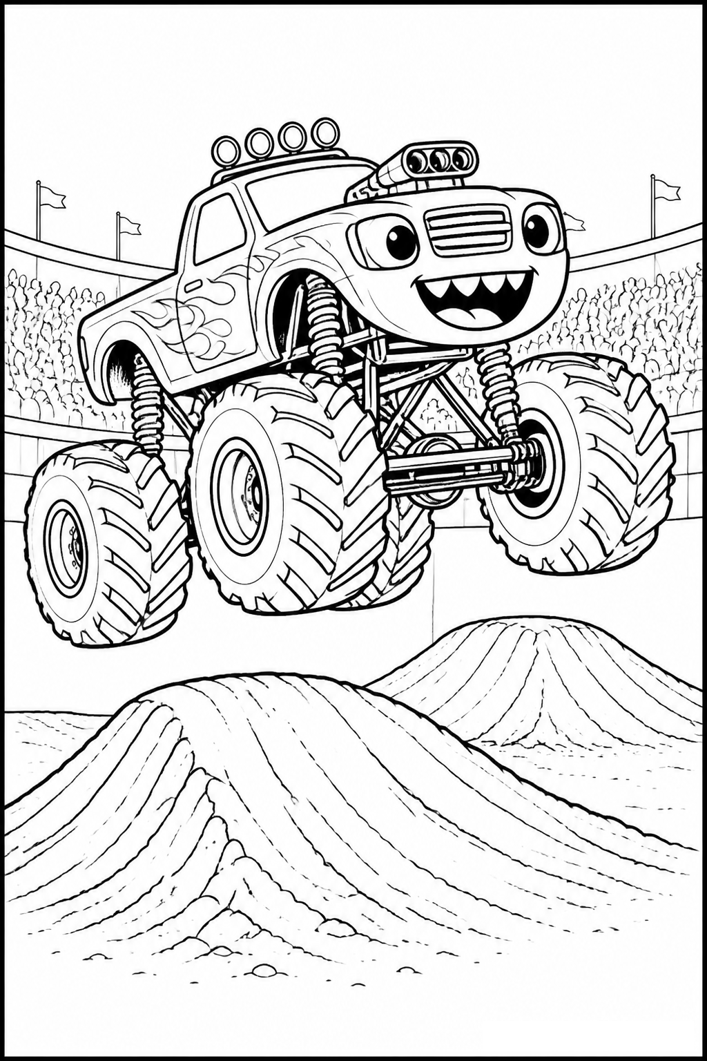 Monster Speedway Arena Jumper Car free printable activity sheet