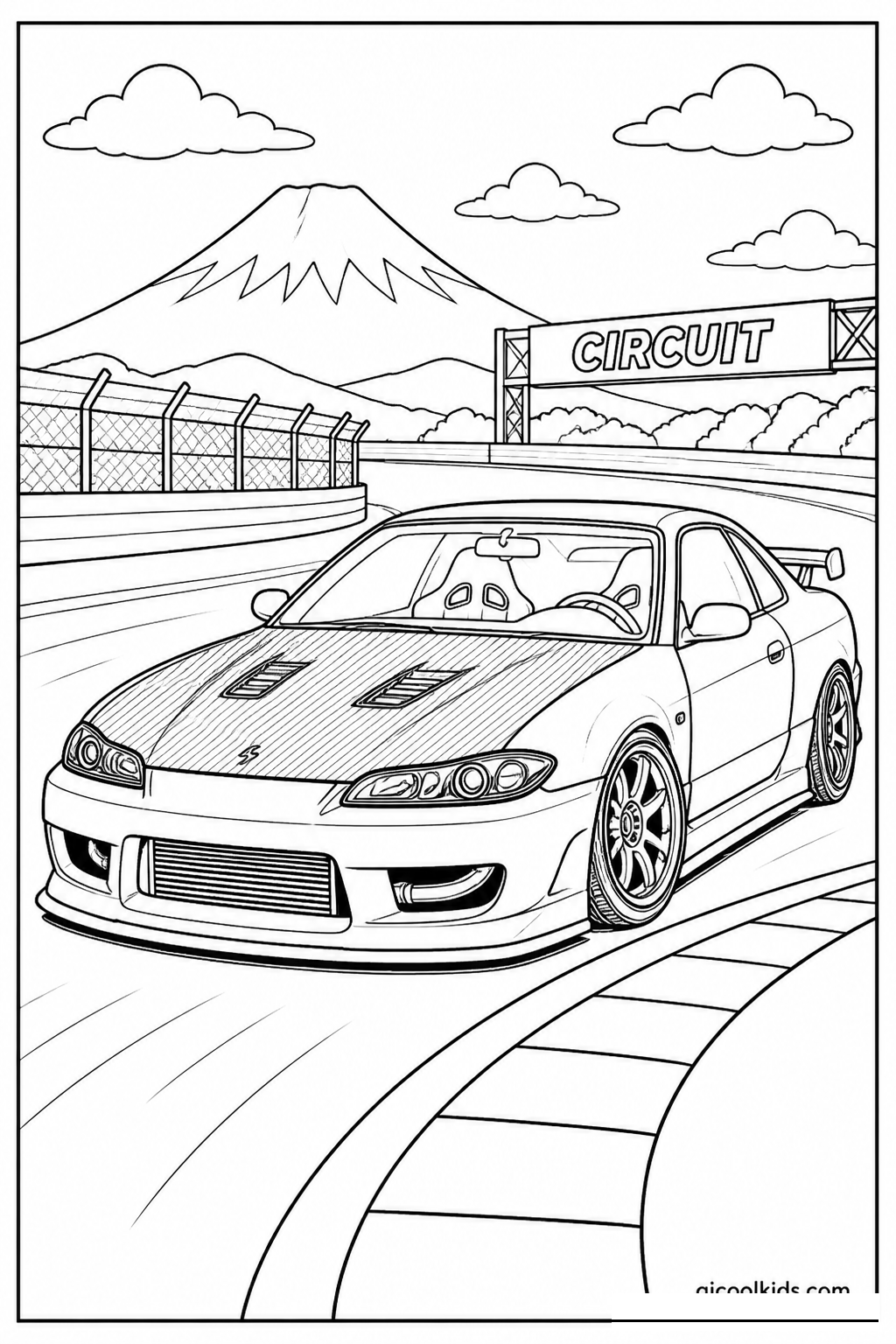 Twin Turbo Street Circuit Racing Coupe free printable activity sheet