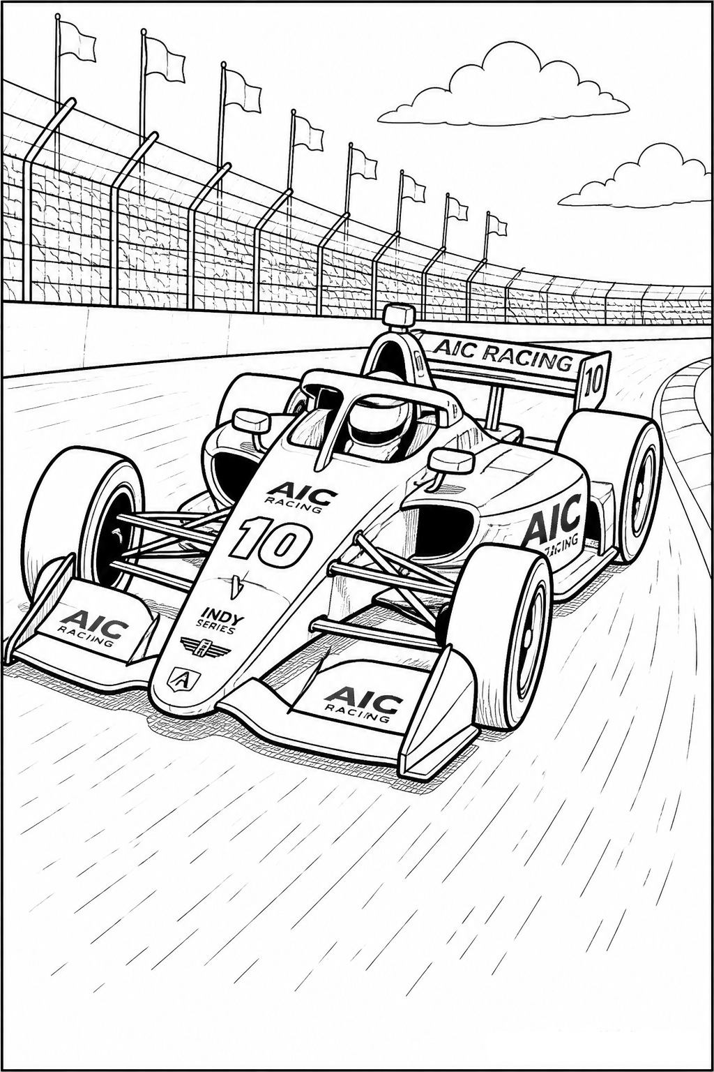 Open Wheel IndyCar Grand Prix Racer free printable activity sheet