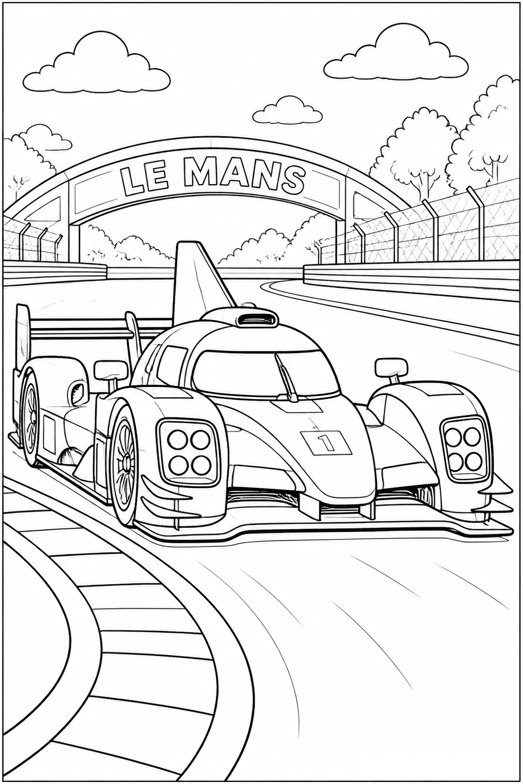 Le Mans Endurance Prototype Race Car free printable activity sheet